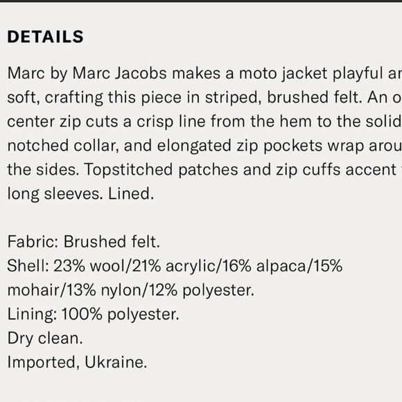 Marc by Marc Jacobs - Asymmetrical, Grey and White Striped Wool Moto Jacket - Picture 16 of 16